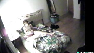 Luscious babe caught masturbating on hidden cam while alone at home