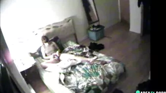 Luscious babe caught masturbating on hidden cam while alone at home