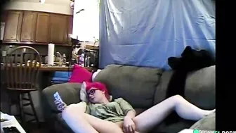 Hidden cam caught my emo sister masturbation on her bed with a vibrator