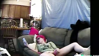 Hidden cam caught my emo sister masturbation on her bed with a vibrator