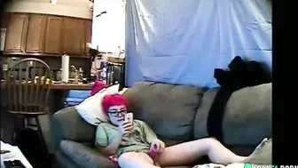 Hidden cam caught my emo sister masturbation on her bed with a vibrator