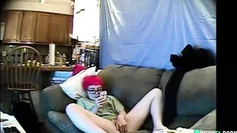 Hidden cam caught my emo sister masturbation on her bed with a vibrator