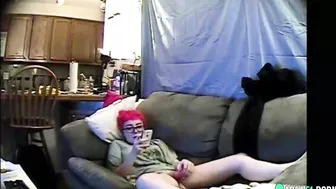 Hidden cam caught my emo sister masturbation on her bed with a vibrator