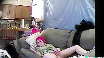 Hidden cam caught my emo sister masturbation on her bed with a vibrator