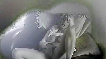 Well-fit milf caught masturbating on hidden cam when husband in the shower