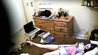 My younger sister on the hidden cam caught masturbating and orgasm