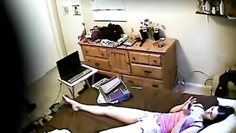 My younger sister on the hidden cam caught masturbating and orgasm