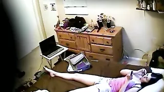 My younger sister on the hidden cam caught masturbating and orgasm