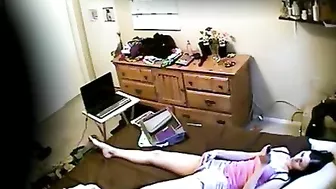 My younger sister on the hidden cam caught masturbating and orgasm