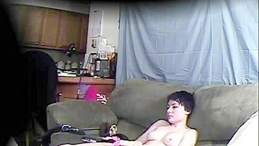 Hidden camera captured slutty sister masturbating twice in a row