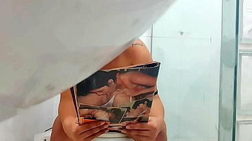 Chubby mom caught fucking herself by hidden camera in bathroom