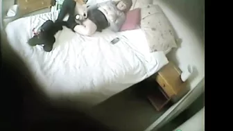 Son catches kinky mom masturbating, while daddy away