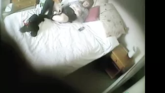 Son catches kinky mom masturbating, while daddy away