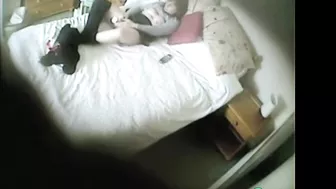 Son catches kinky mom masturbating, while daddy away