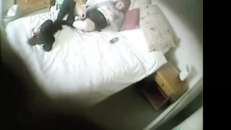 Son catches kinky mom masturbating, while daddy away