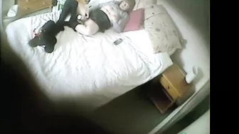 Son catches kinky mom masturbating, while daddy away