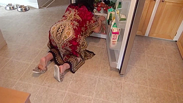XXX Aunty with big ass fucked in the kitchen by young friend son