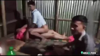 Aunt gets fucked by two nephews. Leaked Desi XXX MMs