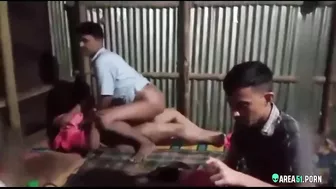 Aunt gets fucked by two nephews. Leaked Desi XXX MMs