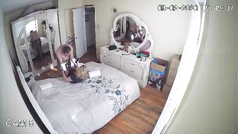 A hidden camera caught how a husband fucks babysitter while wife is at work