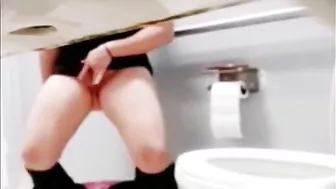 Spy camera installed under the sink catches, my mom masturbates standing in toilet