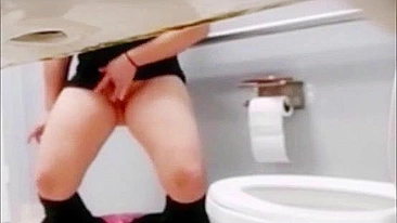 Spy camera installed under the sink catches, my mom masturbates standing in toilet
