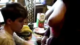 Real incest xxx tape: mom asks son to touch boobs daddy happy to film it