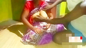 Kerala aunty huge boob show and groping romance with young guy