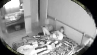 Hidden cam on ceiling in the hotel room catches woman masturbating
