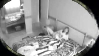 Hidden cam on ceiling in the hotel room catches woman masturbating