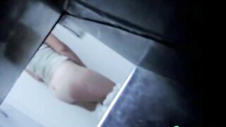 Voyeur spy cam catching at work a newcomer women masturbate in a public restroom