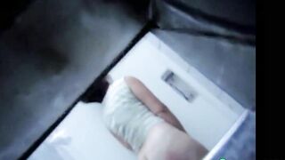Voyeur spy cam catching at work a newcomer women masturbate in a public restroom
