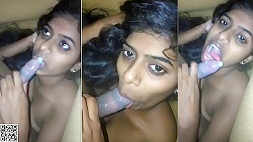 Sexy Indian girl giving blowjobv and taking cum in her mouth