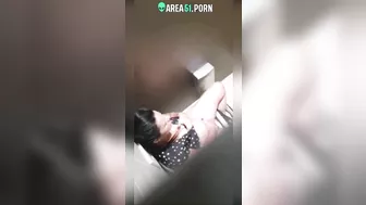 Hidden cam caught Indian aunty fingering in public bathroom