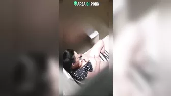 Hidden cam caught Indian aunty fingering in public bathroom