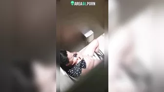 Hidden cam caught Indian aunty fingering in public bathroom
