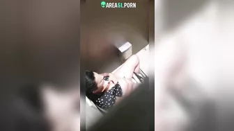 Hidden cam caught Indian aunty fingering in public bathroom