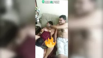 Scandal Desi MMS! 59 year-old indian aunty fucks with two nephews