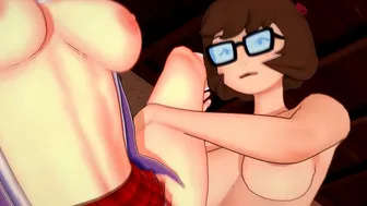 Daphne Blake moans while being strapon fucked by cartoon MILF Velma Dinkley