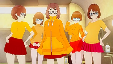 Scooby-Doo Hentai. Horny beauty Velma Dinkley sucks and fucks five guy