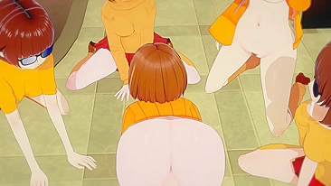 Scooby-Doo Hentai. Horny beauty Velma Dinkley sucks and fucks five guy