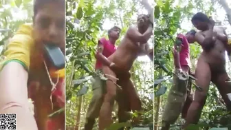 Frisky aunt teaches nephew a sex lesson outdoors in jungle - Viral Desi MMS