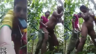 Frisky aunt teaches nephew a sex lesson outdoors in jungle - Viral Desi MMS