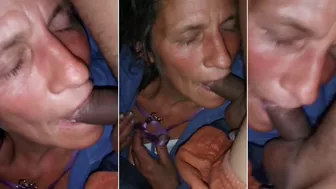 Sleeping mother mouth fucked by horny pervert son