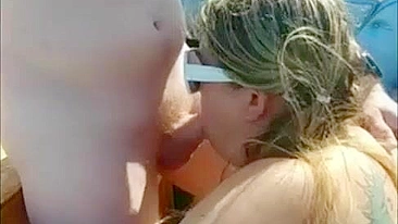 Son fuck mom on the boat, daddy records it on his phone to jerk off to later