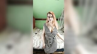 Redhead mommy in stockings shows tits on Tiktok