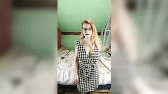 Redhead mommy in stockings shows tits on Tiktok