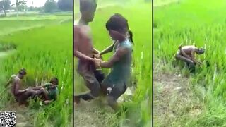 Indian shitass guy trying zabardasti to wife outdoor in the rice field