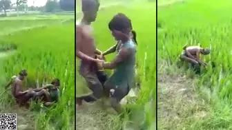 Indian shitass guy trying zabardasti to wife outdoor in the rice field