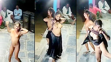 Viral Choda Chodi Desi MMS! Three वेश्या perform nude dance at the village festival